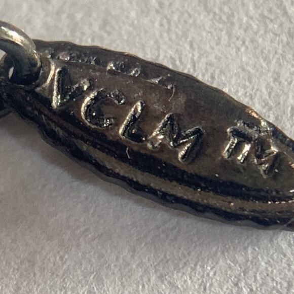 Signed VCLM Multi-Strand Gunmetal Chain Necklace with Crystal Ball Accents - Picture 9 of 9